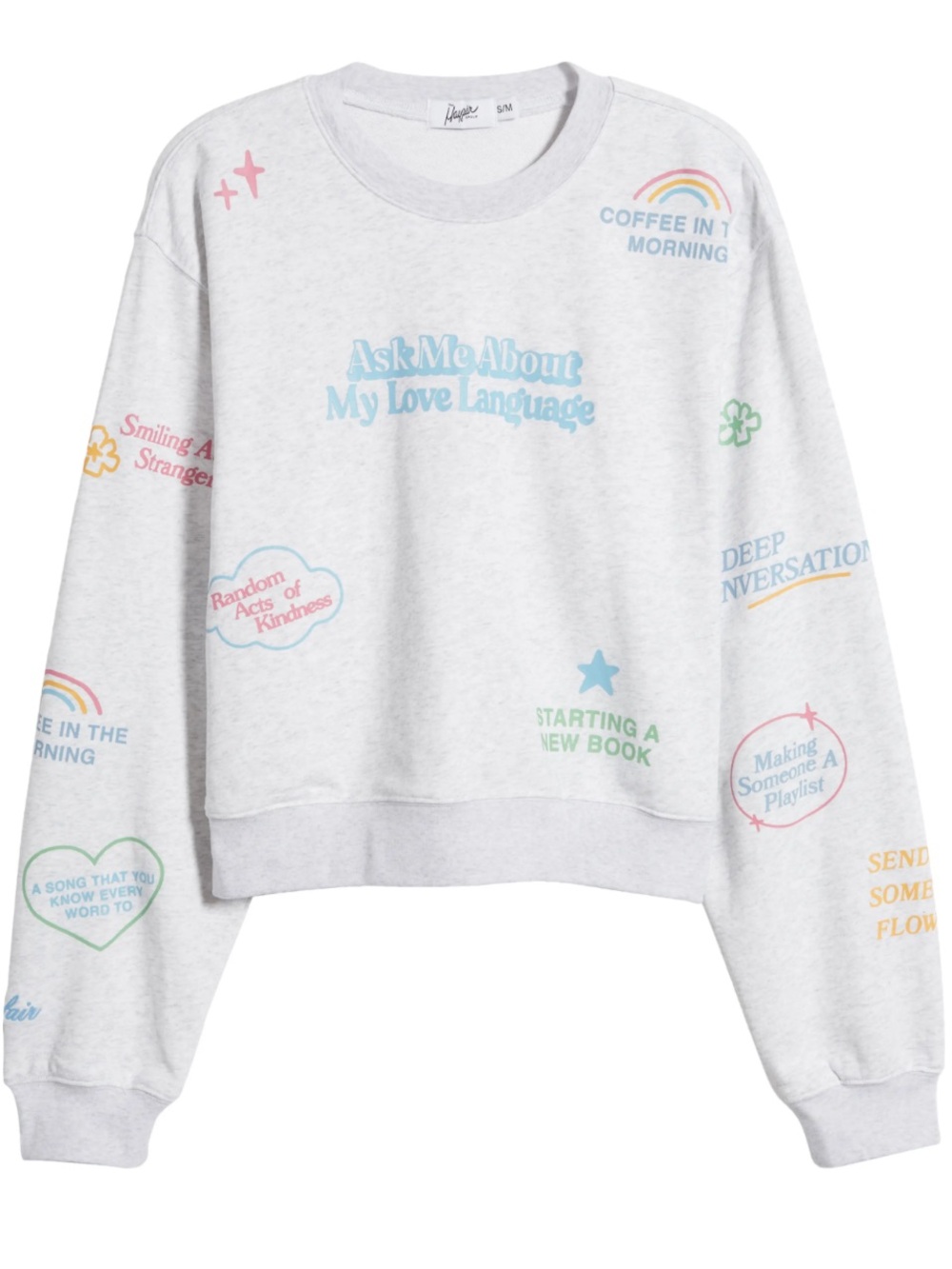 The Mayfair Group Ask Me About My Love Language Oversized Crop Sweatshirt M/L